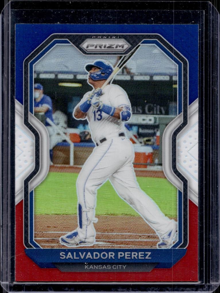 SALVADOR PEREZ 2021 PANINI PRIZM RED, WHITE & BLUE PRIZM: NEAR MINT OR BETTER CONDITION