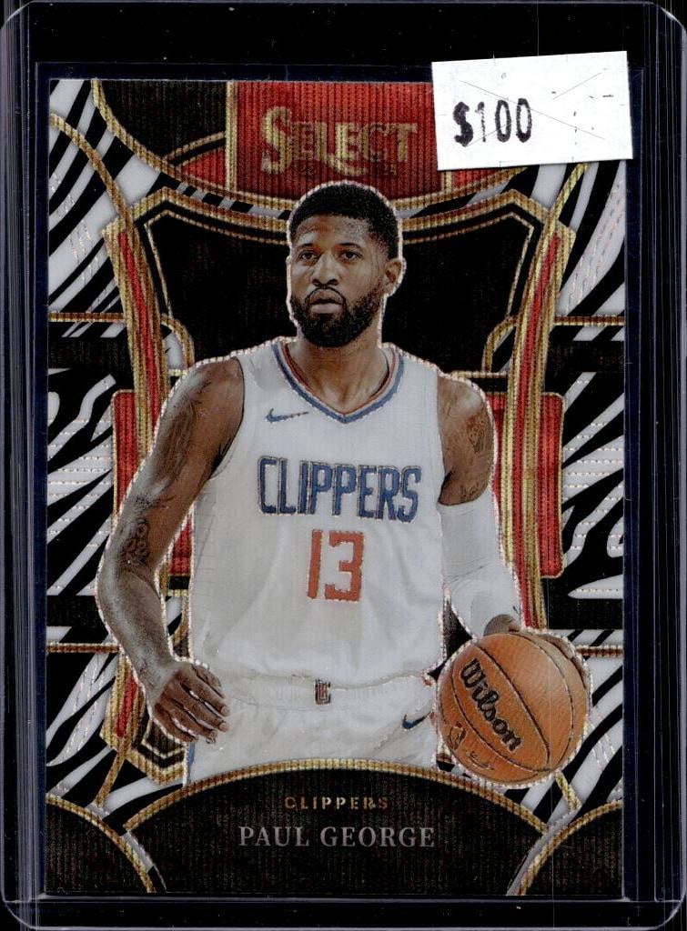 PAUL GEORGE 2023-24 PANINI SELECT MEZZANINE ZEBRA STRIPE PRIZM SSP CASE HIT (1 of 1)
