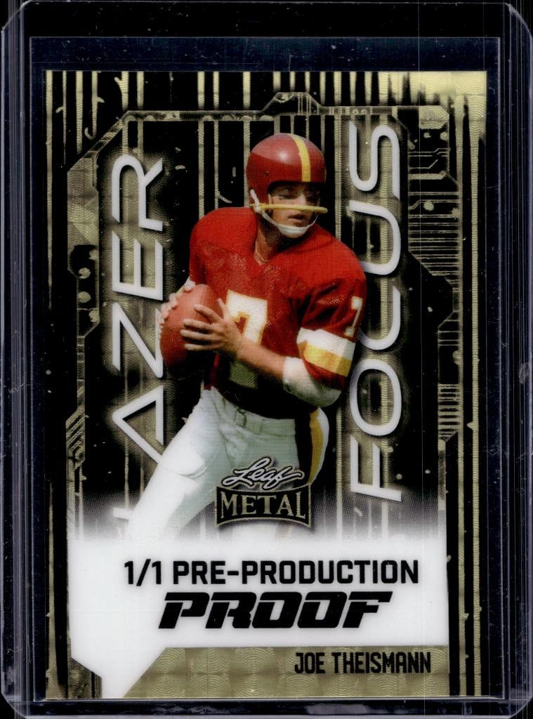 JOE THEISMANN 2025 LEAF LAZER FOCUS PRE-PRODUCTION PROOF: 1/1. NEAR MINT OR BETTER CONDITION