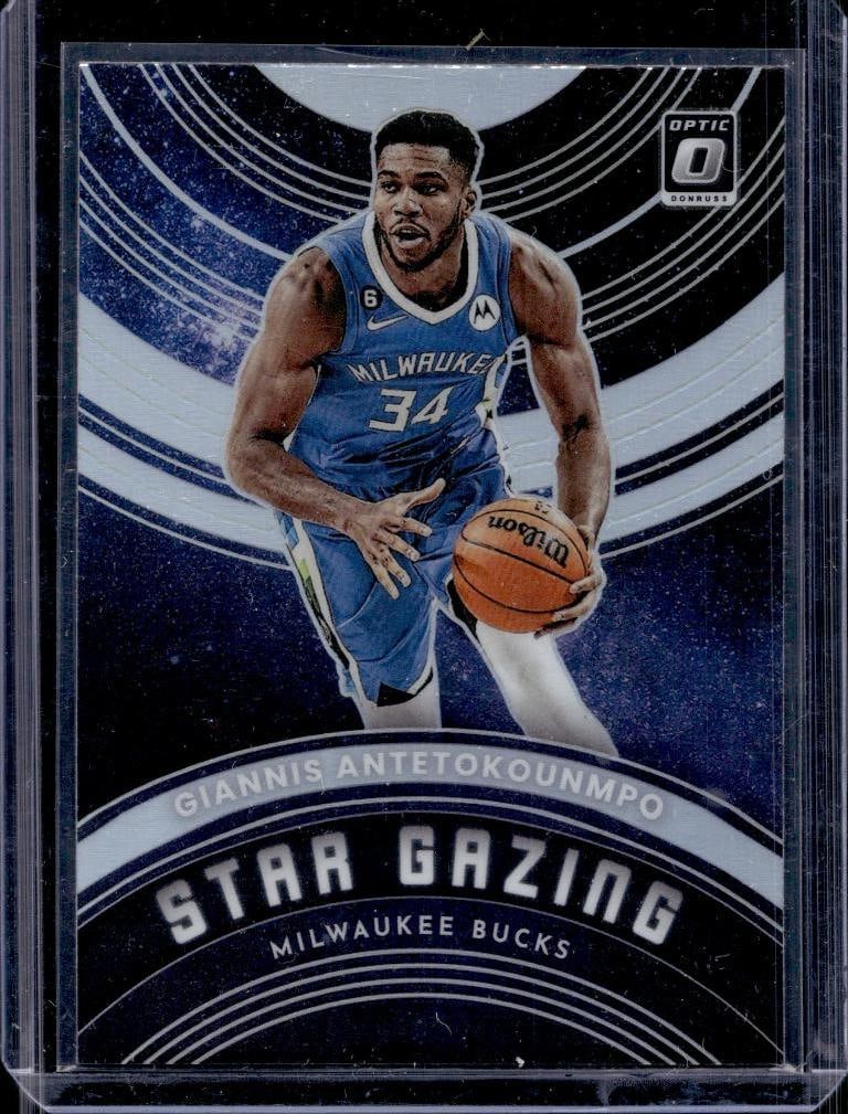 GIANNIS ANTETOKOUNMPO 2022-23 PANINI OPTIC STAR GAZING PURPLE PRIZM: NEAR MINT OR BETTER CONDITION