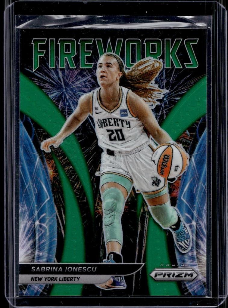 SABRINA IONESCU 2024 PANINI PRIZM FIREWORKS GREEN PRIZM: NEAR MINT OR BETTER CONDITION