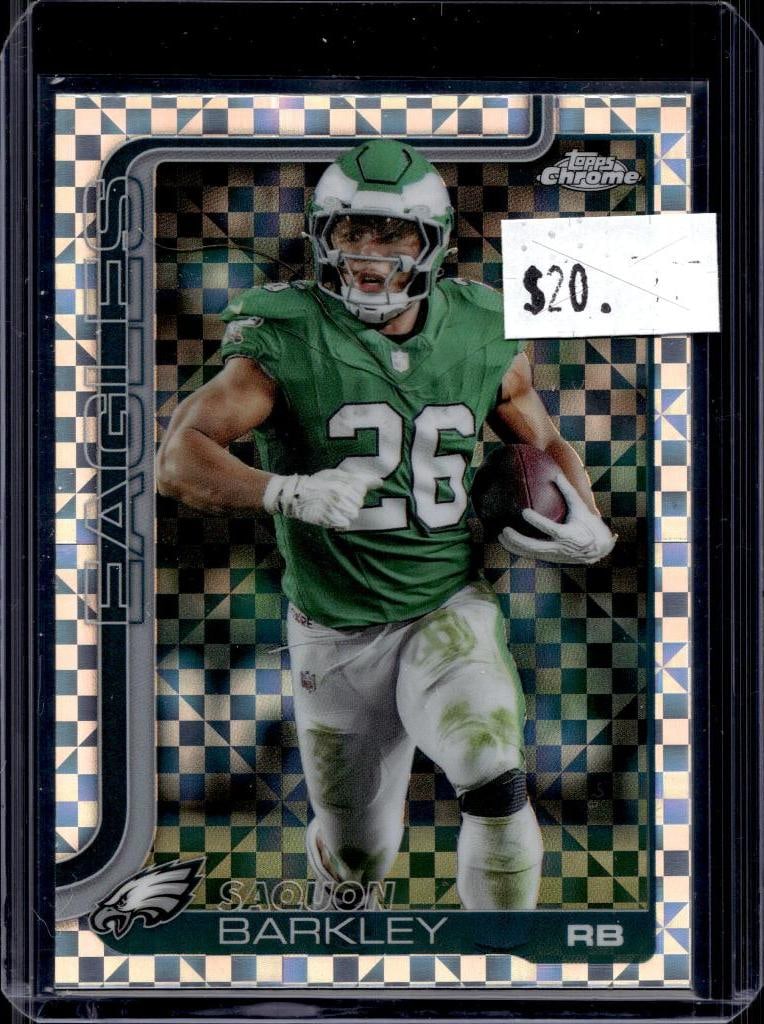SAQUON BARKLEY 2025 TOPPS CHROME XFRACTOR: NEAR MINT OR BETTER CONDITION