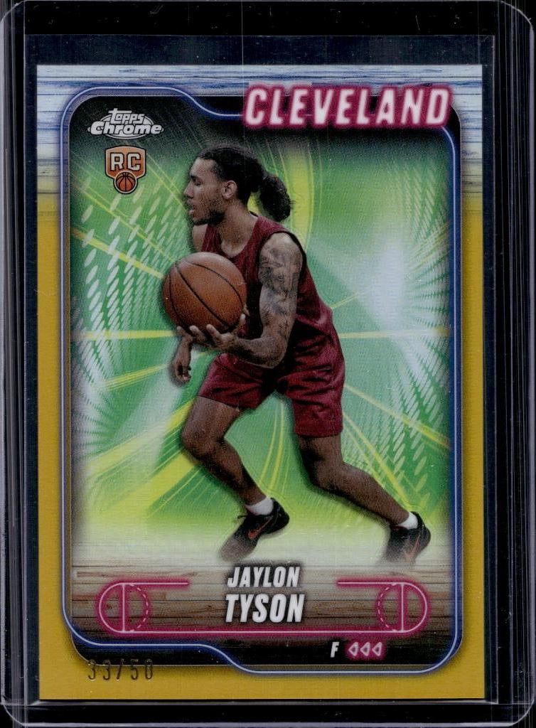 JAYLON TYSON 2024-25 TOPPS CHROME GOLD REFRACTOR ROOKIE CARD: 33/50. NEAR MINT OR BETTER CONDITION