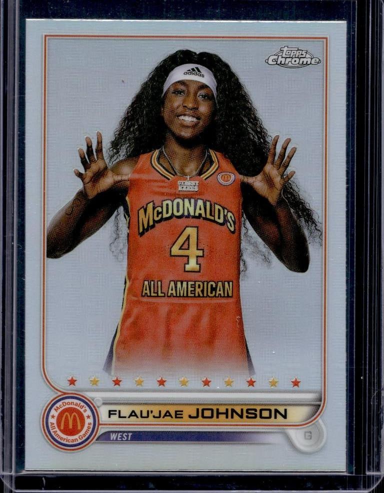 FLAU'JAE JOHNSON 2022 TOPPS CHROME MCDONALDS REFRACTOR ROOKIE CARD: NEAR MINT OR BETTER CONDITION