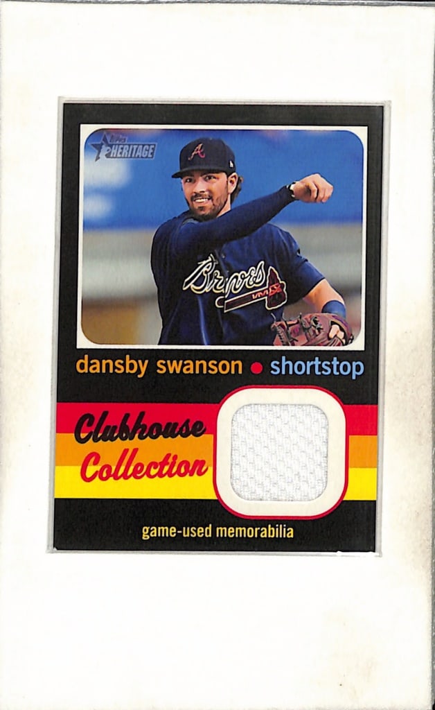 DANSBY SWANSON 2020 TOPPS HERITAGE GAME USED JERSEY CARD: NEAR MINT OR BETTER CONDITION