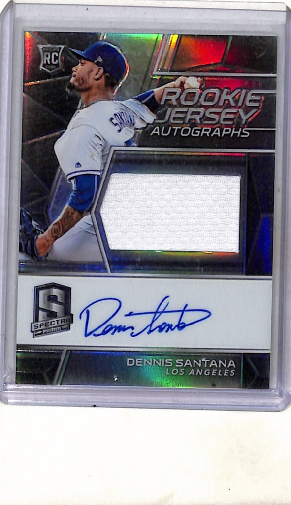 DENNIS SANTANA 2019 PANINI SPECTRA SILVER PRIZM AUTOGRAPH JERSEY ROOKIE: 149/199. NEAR MINT OR BETTER CONDITION