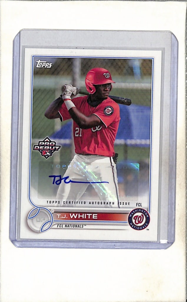 T.J. WHITE 2022 TOPPS PRO DEBUT AUTOGRAPH ROOKIE CARD: NEAR MINT OR BETTER CONDITION
