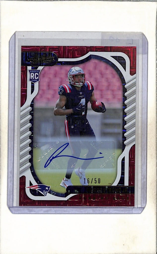 PIERRE STRONG JR 2022 ABSOLUTE RED PANDORA AUTOGRAPH ROOKIE CARD: 16/50. NEAR MINT OR BETTER CONDITION