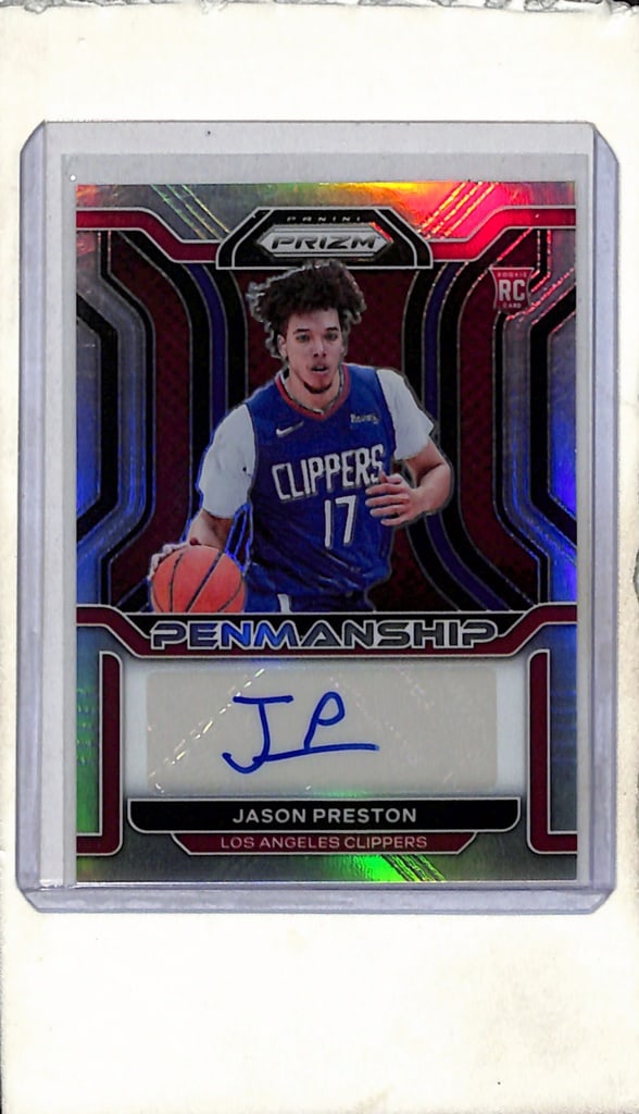 JASON PRESTON 2021-22 PANINI PRIZM SILVER PRIZM AUTOGRAPH ROOKIE CARD: NEAR MINT OR BETTER CONDITION