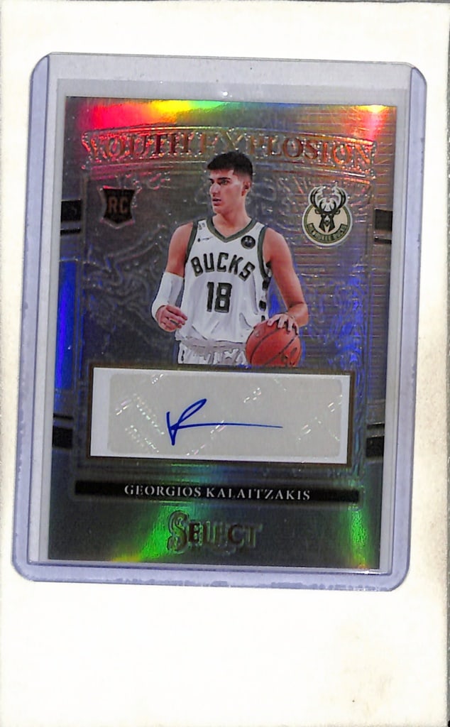 GEORGIOS KALAITZAKIS 2021-22 PANINI SELECT SILVER PRIZM AUTOGRAPH ROOKIE CARD: NEAR MINT OR BETTER CONDITION