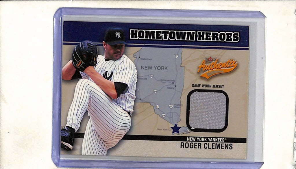 ROGER CLEMENS 2003 FLEER AUTHENTIX GAME USED JERSEY CARD: NEAR MINT OR BETTER CONDITION