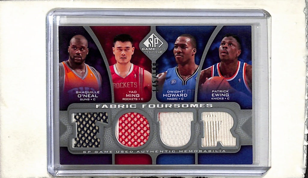 SHAQUILLE O'NEAL YAO MING HOWARD EWING 2009-10 SP GAME USED QUAD JERSEY CARD (1 of 1)