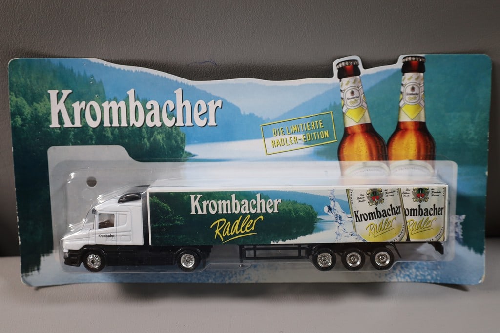 DIE CAST TRUCK: A BRAND NEW DIE CAST KROMBACHER RADLER PROMO BEER TRUCK. 1/64 SCALE