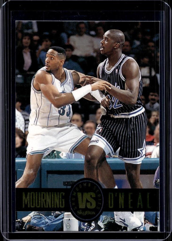 SHAQUILLE O'NEAL ALONZO MOURNING 1993-94 SKYBOX SHOWDOWN INSERT: NEAR MINT OR BETTER CONDITION