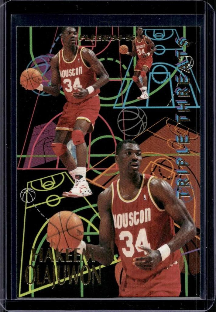 HAKEEM OLAJUWON 1994-95 FLEER TRIPLE THREATS INSERT: NEAR MINT OR BETTER CONDITION