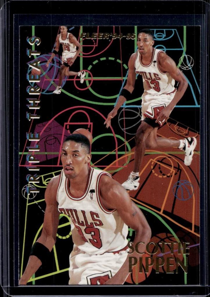 SCOTTIE PIPPEN 1994-95 FLEER TRIPLE THREATS INSERT: NEAR MINT OR BETTER CONDITION