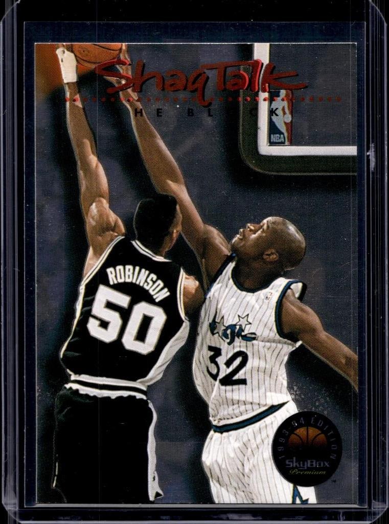 SHAQUILLE O'NEAL 1993-94 SKYBOX PREMIUM SHAQ TALK INSERT THE BLOCK: NEAR MINT OR BETTER CONDITION