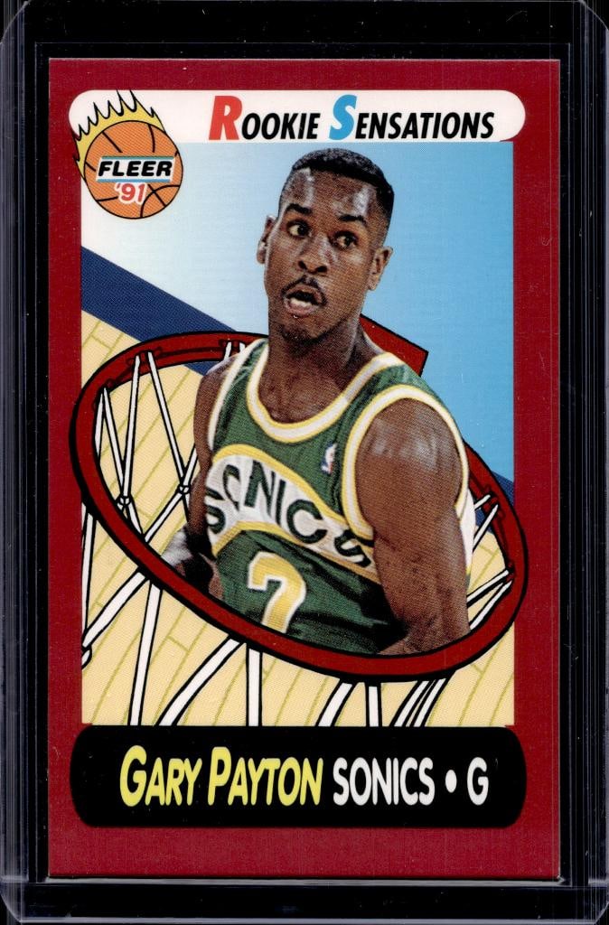 GARY PAYTON 1991-92 FLEER ROOKIE SENSATION INSERT: NEAR MINT OR BETTER CONDITION