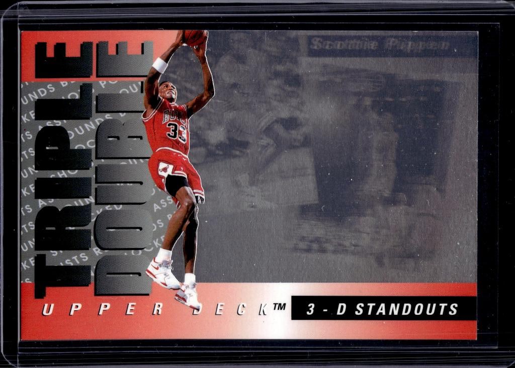 SCOTTIE PIPPEN 1993-94 UPPER DECK TRIPLE DOUBLE 3-D STANDOUTS INSERT: NEAR MINT OR BETTER CONDITION