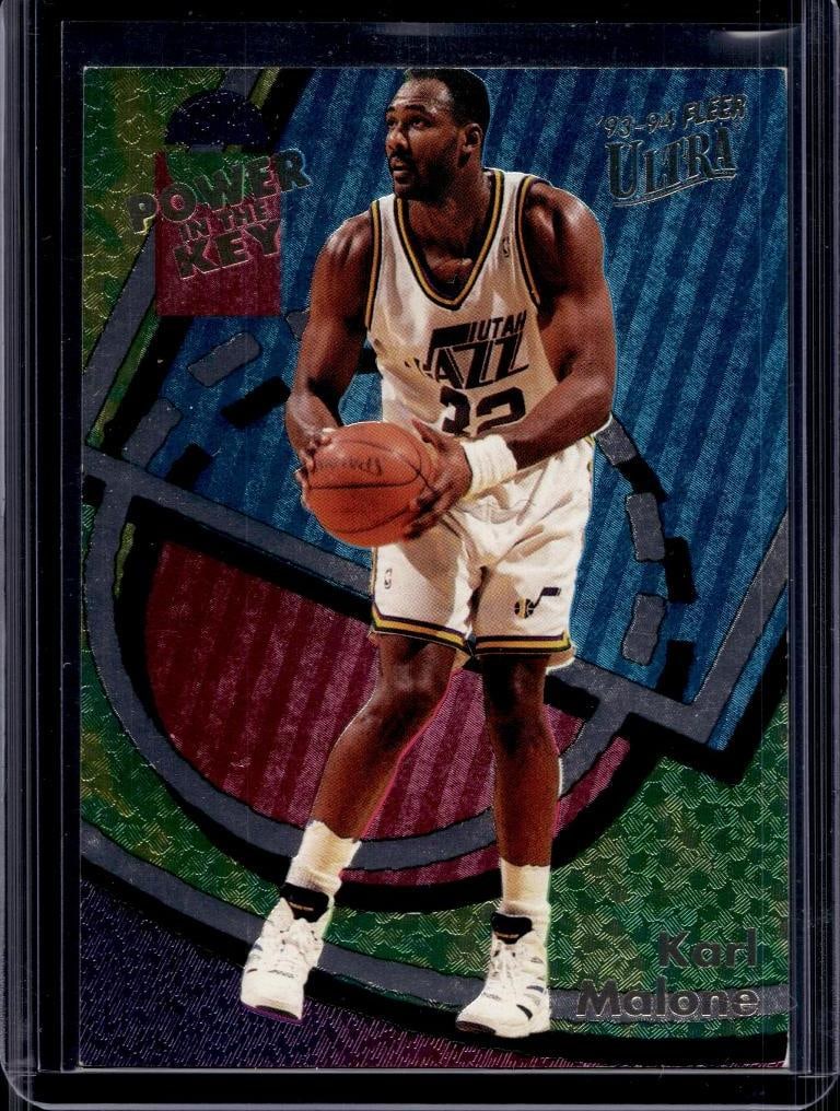 KARL MALONE 1993-94 FLEER ULTRA POWER IN THE KEY INSERT: NEAR MINT OR BETTER CONDITION