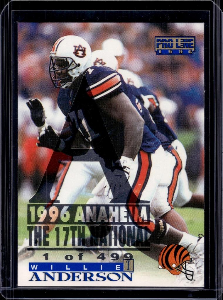 WILLIE ANDERSON 1996 PRO LINE NATIONAL CONVENTION ROOKIE CARD: 1/499. NEAR MINT OR BETTER CONDITION