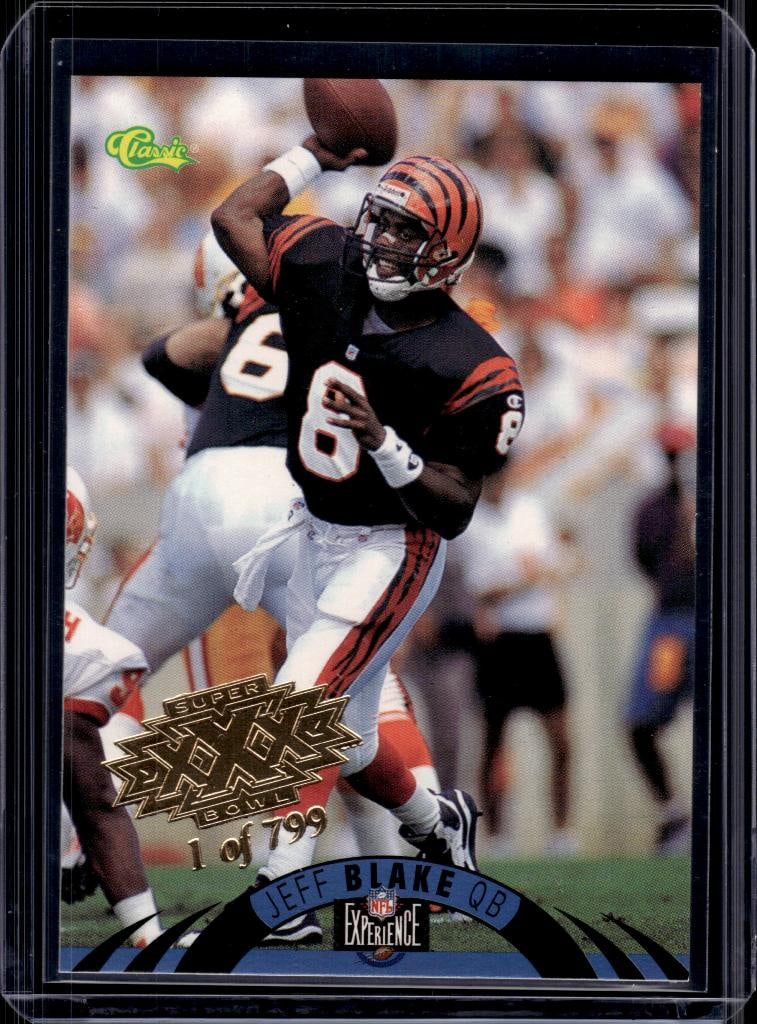 JEFF BLAKE 1995 CLASSIC SUPER BOWL XXX GOLD FOIL ROOKIE CARD: 1/799. NEAR MINT OR BETTER CONDITION
