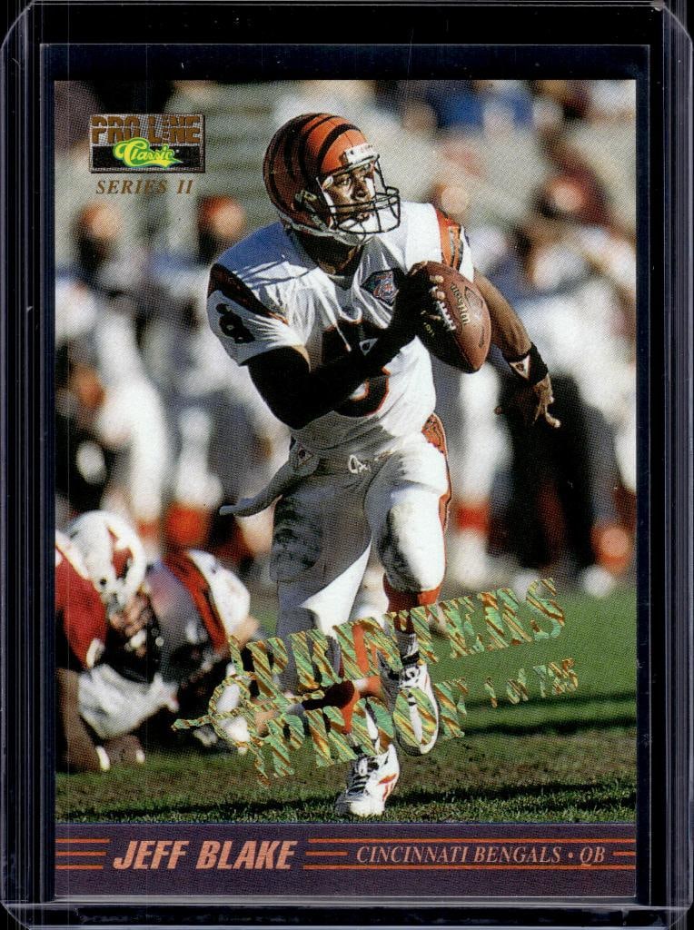 JEFF BLAKE 1995 PRO LINE PRINTERS PROOF ROOKIE CARD: 1/725. NEAR MINT OR BETTER CONDITION