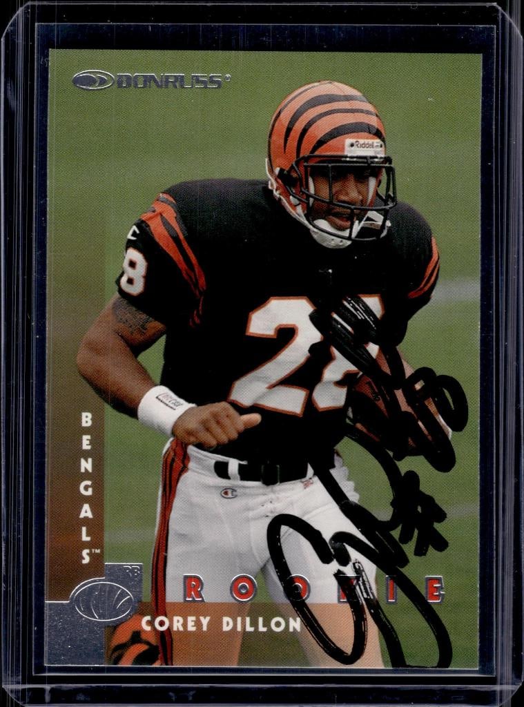 COREY DILLON 1997 DONRUSS AUTOGRAPH ROOKIE CARD: NEAR MINT OR BETTER CONDITION