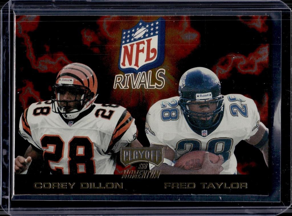 COREY DILLON FRED TAYLOR 1998 PLAYOFF MOMENTUM NFL RIVALS INSERT: NEAR MINT OR BETTER CONDITION