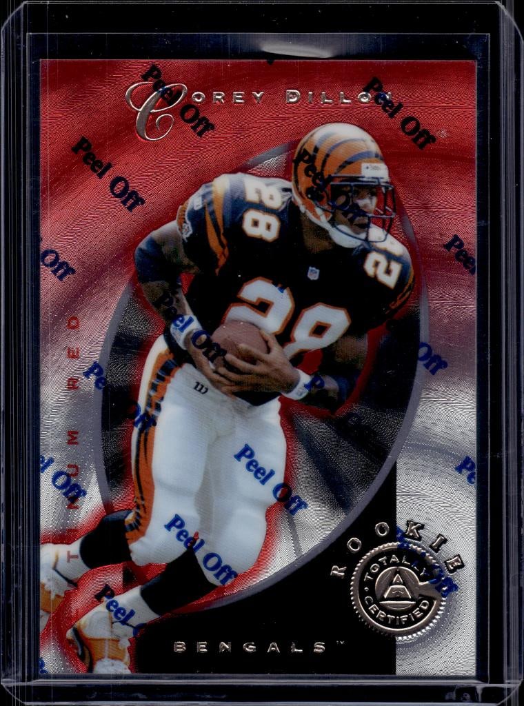 COREY DILLON 1997 PINNACLE CERTIFIED PLATINUM RED ROOKIE CARD: 4554/4999. NEAR MINT OR BETTER CONDITION