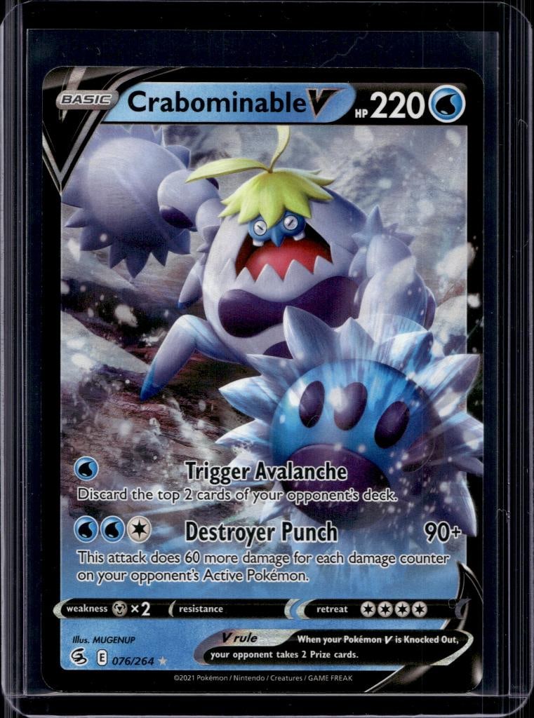CRABOMINABLE V 2021 POKEMON FUSION STRIKE FULL ART RARE: NEAR MINT OR BETTER CONDITION
