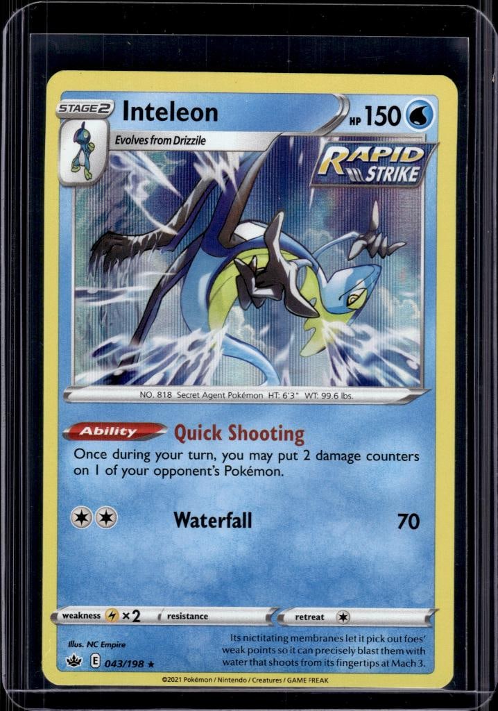 INTELEON 2021 POKEMON CHILLING REIGN HOLO: NEAR MINT OR BETTER CONDITION