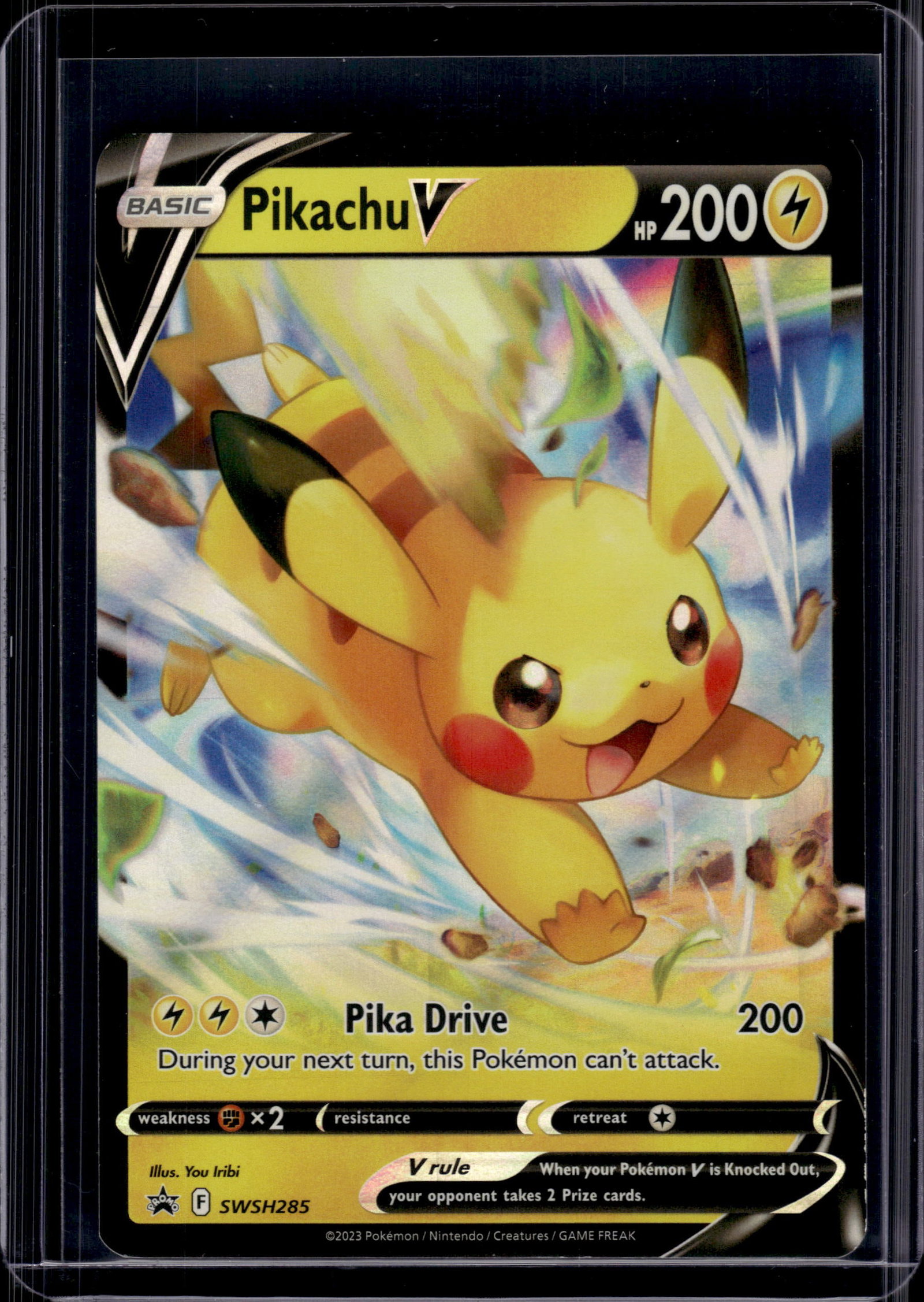 PIKACHU V 2023 POKEMON SWORD & SHIELD BLACK STAR FULL ART PROMO: NEAR MINT OR BETTER CONDITION