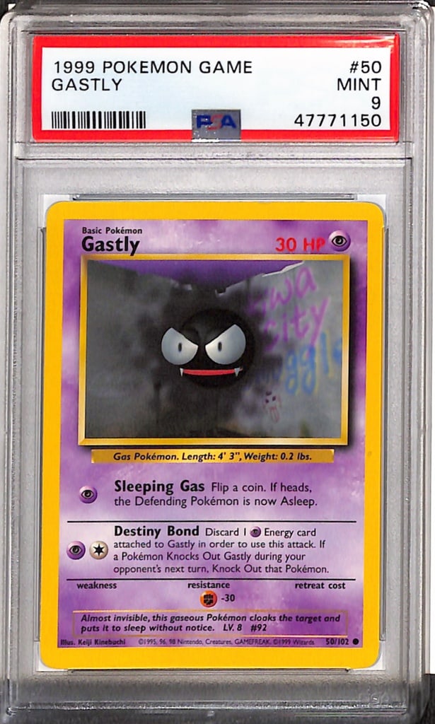 GASTLY 1999 POKEMON BASE SET PSA GRADED: GRADED PSA 9 MINT