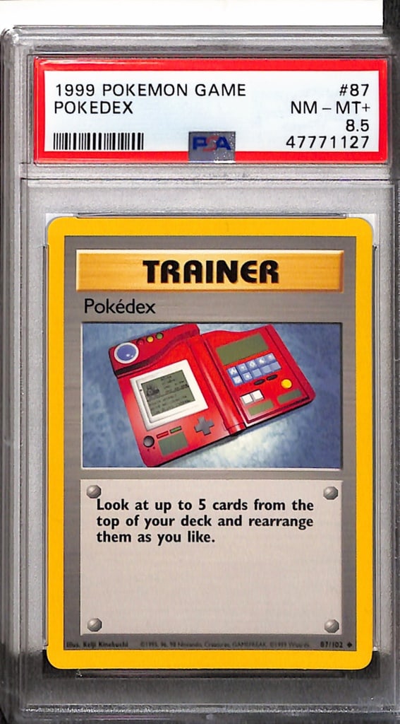 POKEDEX TRAINER 1999 POKEMON BASE SET PSA GRADED: GRADED PSA 8.5 NEAR MINT-MINT+