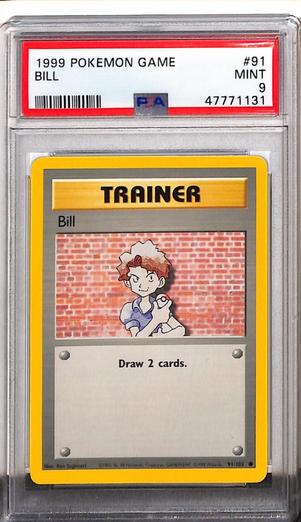 BILL TRAINER 1999 POKEMON BASE SET PSA GRADED: GRADED PSA 9 MINT