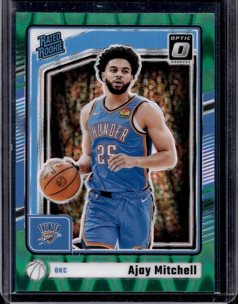 AJAY MITCHELL 2024-25 PANINI OPTIC GREEN WAVE PRIZM ROOKIE CARD: NEAR MINT OR BETTER CONDITION