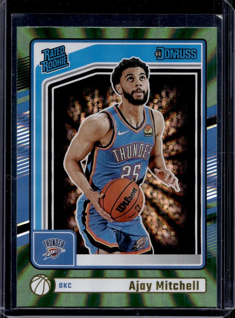 AJAY MITCHELL 2024-25 DONRUSS GREEN FLOOD ROOKIE CARD: NEAR MINT OR BETTER CONDITION