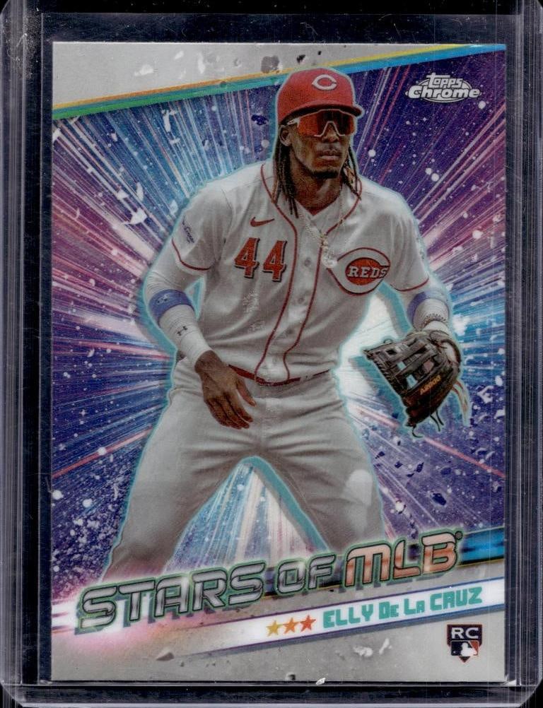 ELLY DE LA CRUZ 2024 TOPPS CHROME STARS OF THE MLB REFRACTOR ROOKIE CARD: NEAR MINT OR BETTER CONDITION
