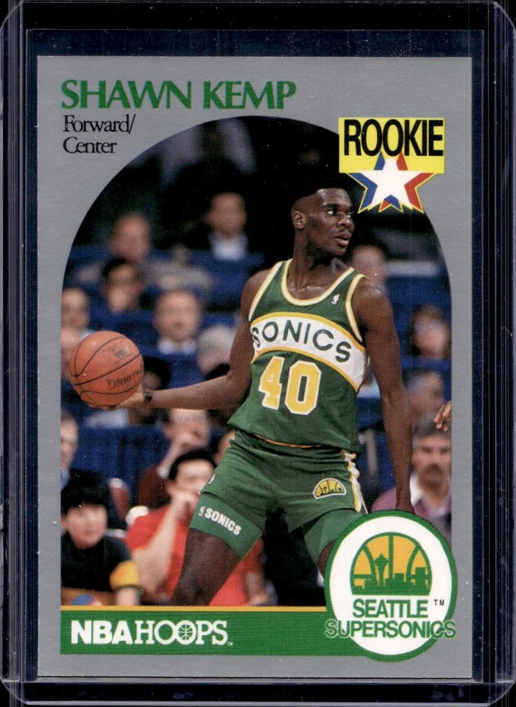 SHAWN KEMP 1990-91 HOOPS ROOKIE CARD: NEAR MINT OR BETTER CONDITION