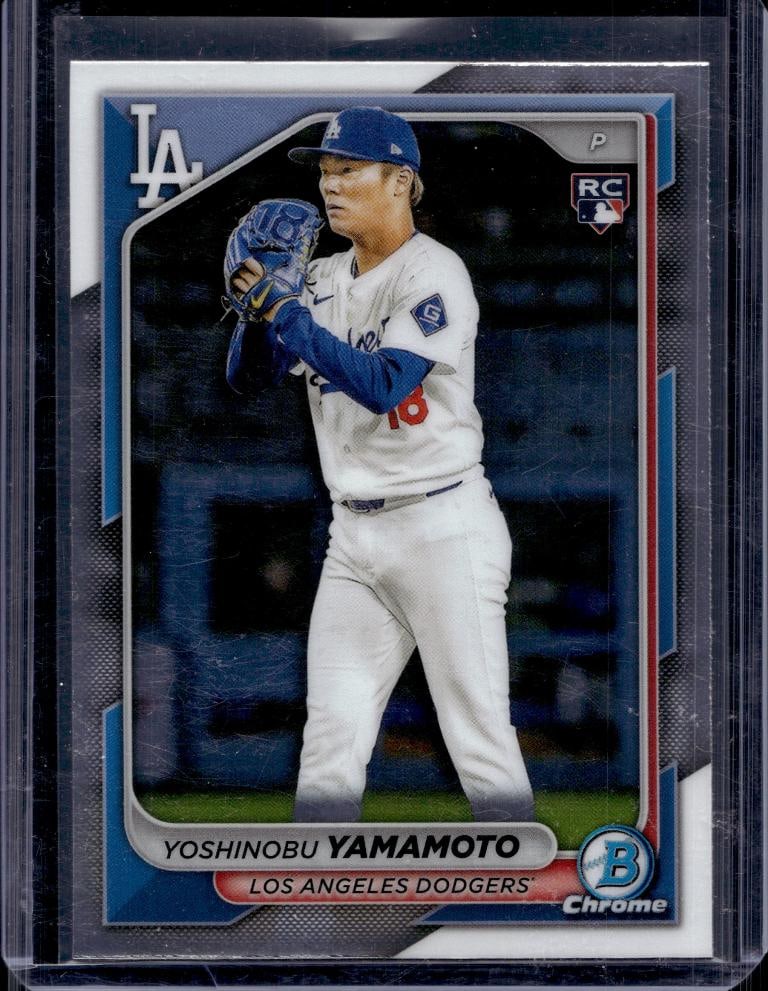 YOSHINOBU YAMAMOTO 2024 BOWMAN CHROME ROOKIE CARD: NEAR MINT OR BETTER CONDITION