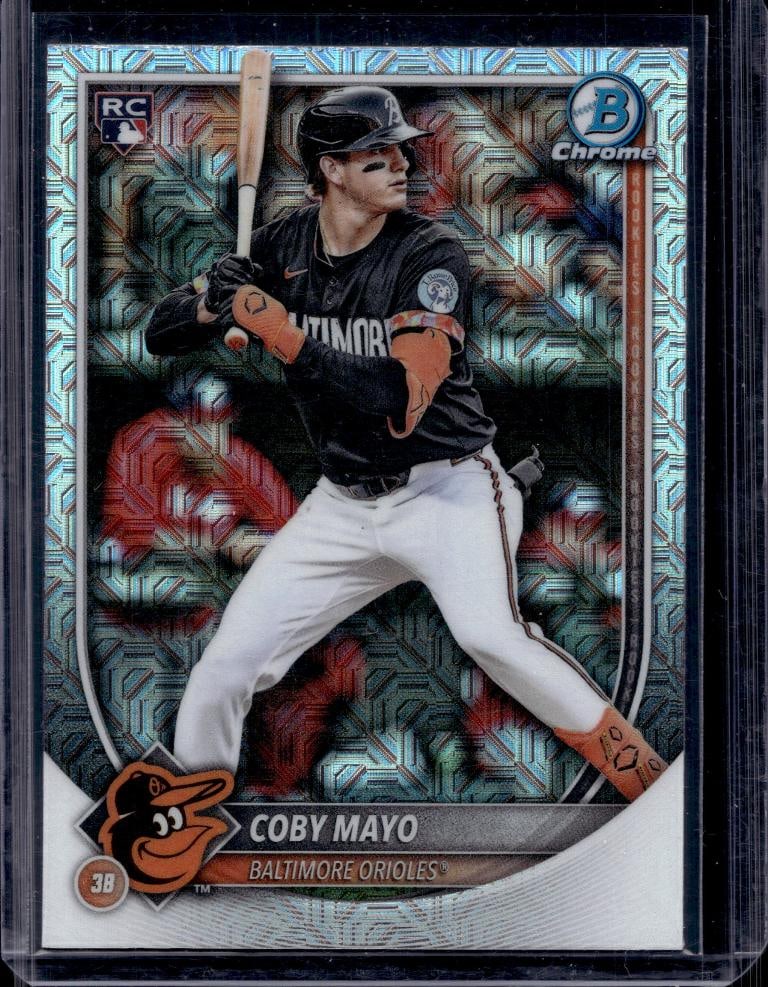 COBY MAYO 2025 BOWMAN CHROME MEGA REFRACTOR ROOKIE CARD: NEAR MINT OR BETTER CONDITION