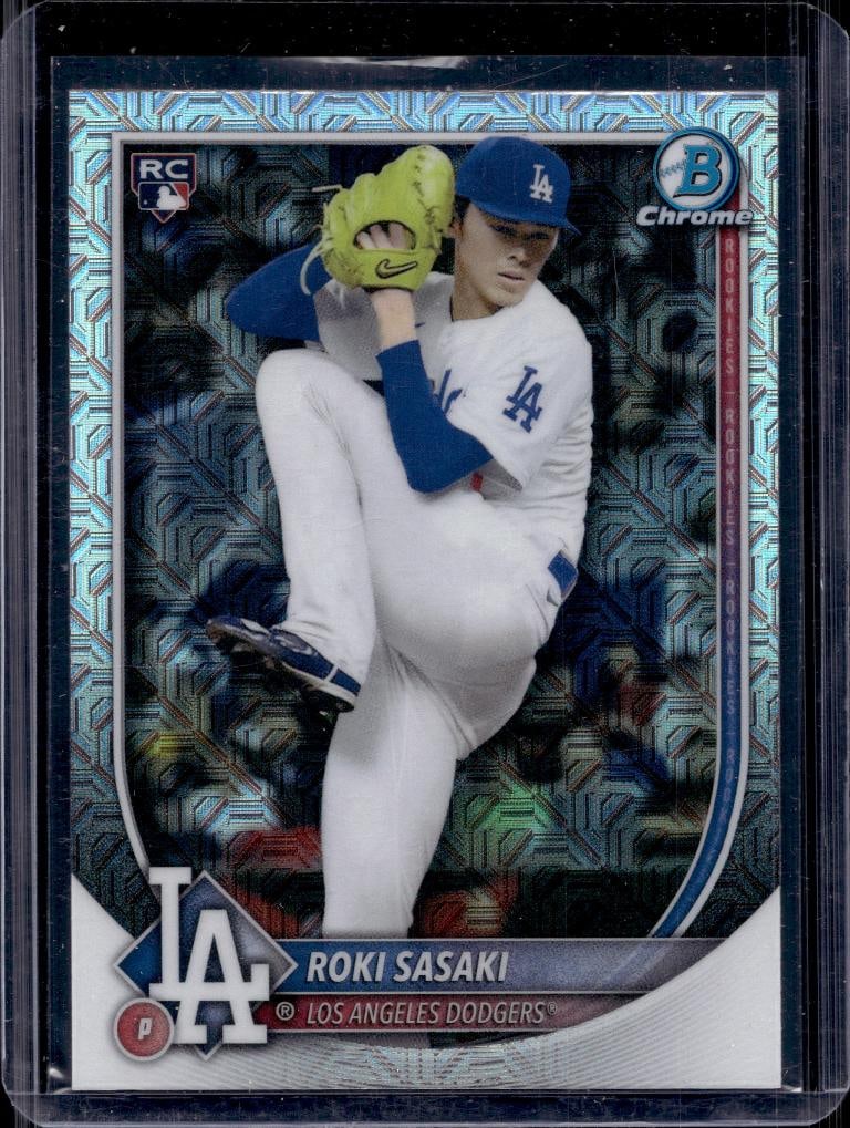 ROKI SASAKI 2025 BOWMAN CHROME MEGA REFRACTOR ROOKIE CARD: NEAR MINT OR BETTER CONDITION