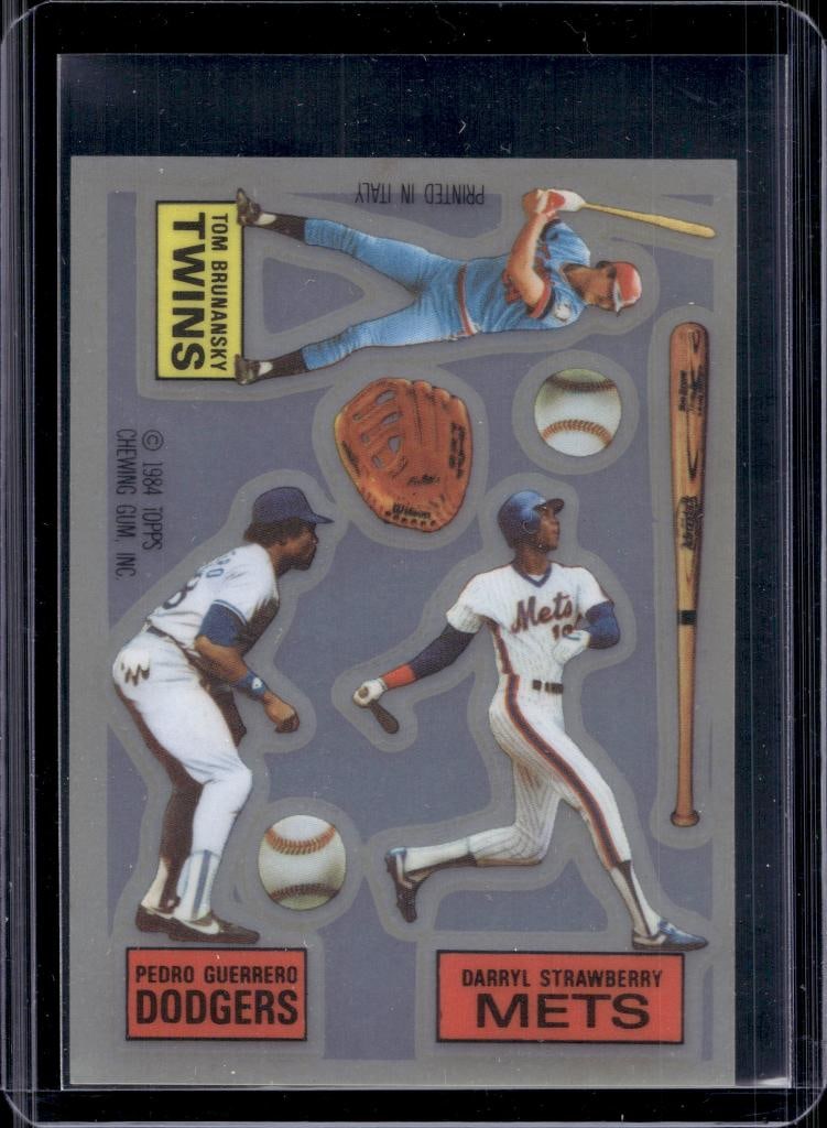 DARRYL STRAWBERRY GUERRERO BRUNANSKY 1984 TOPPS TRANSFERS ROOKIE CARD: NEAR MINT OR BETTER CONDITION