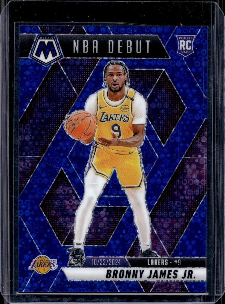 BRONNY JAMES JR 2024-25 PANINI MOSAIC BLUE DISCO PRIZM ROOKIE CARD (1 of 1)