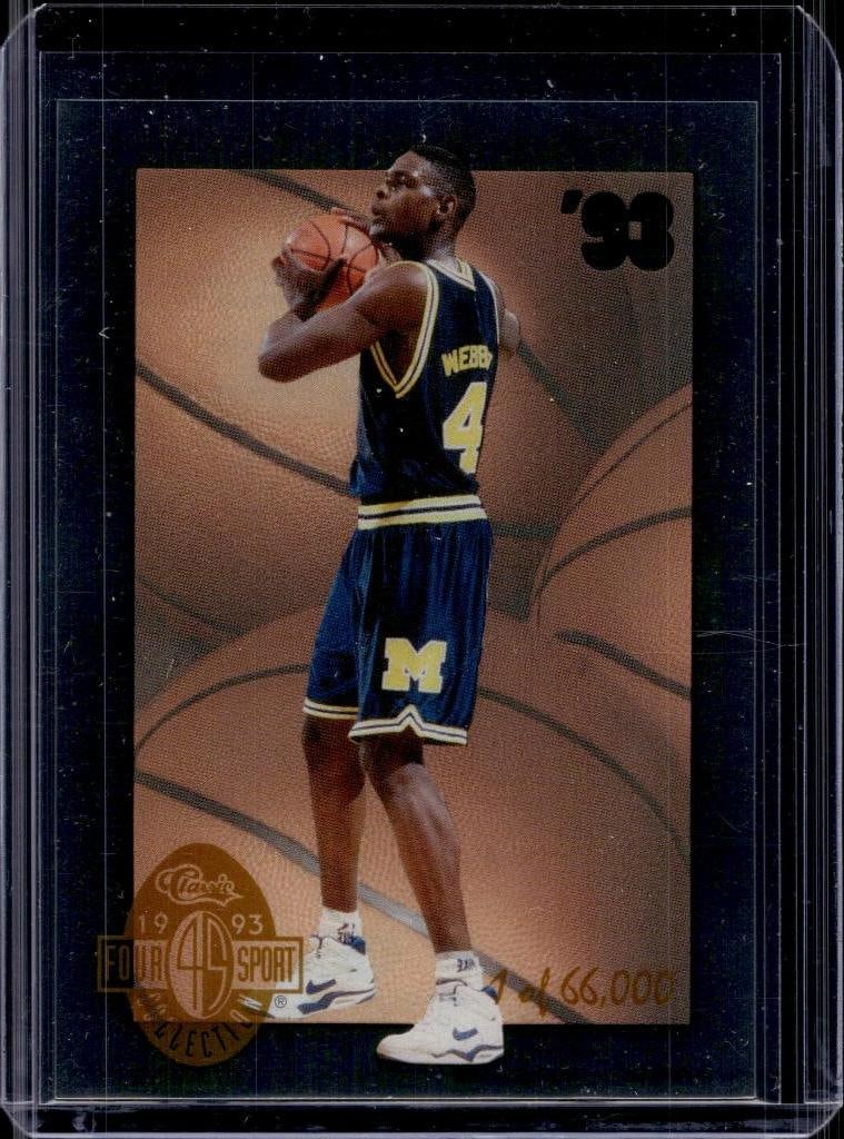 CHRIS WEBBER 1993 CLASSIC 4 SPORT ACETATE ROOKIE CARD: NEAR MINT OR BETTER CONDITION