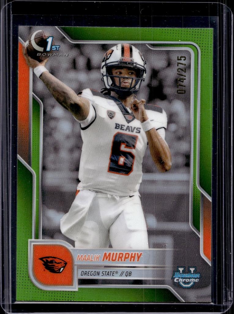 MAALIK MURPHY 2025 BOWMAN CHROME U NIL GREEN REFRACTOR ROOKIE CARD (1 of 1)