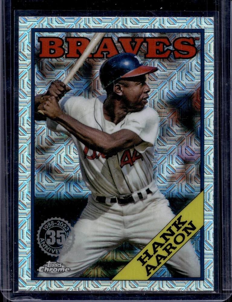 HANK AARON 2023 TOPPS CHROME 1988 RETRO MEGA REFRACTOR: NEAR MINT OR BETTER CONDITION