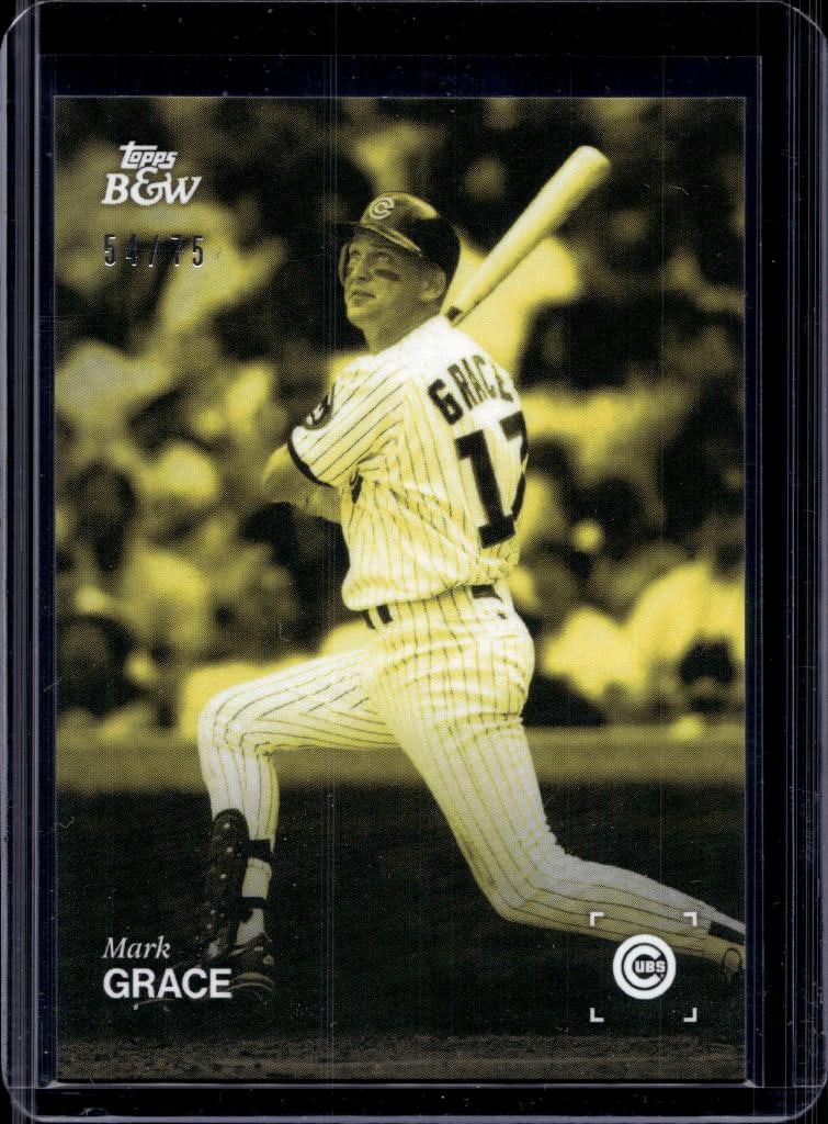 MARK GRACE 2025 TOPPS BLACK & WHITE YELLOW PARALLEL: 54/75. NEAR MINT OR BETTER CONDITION