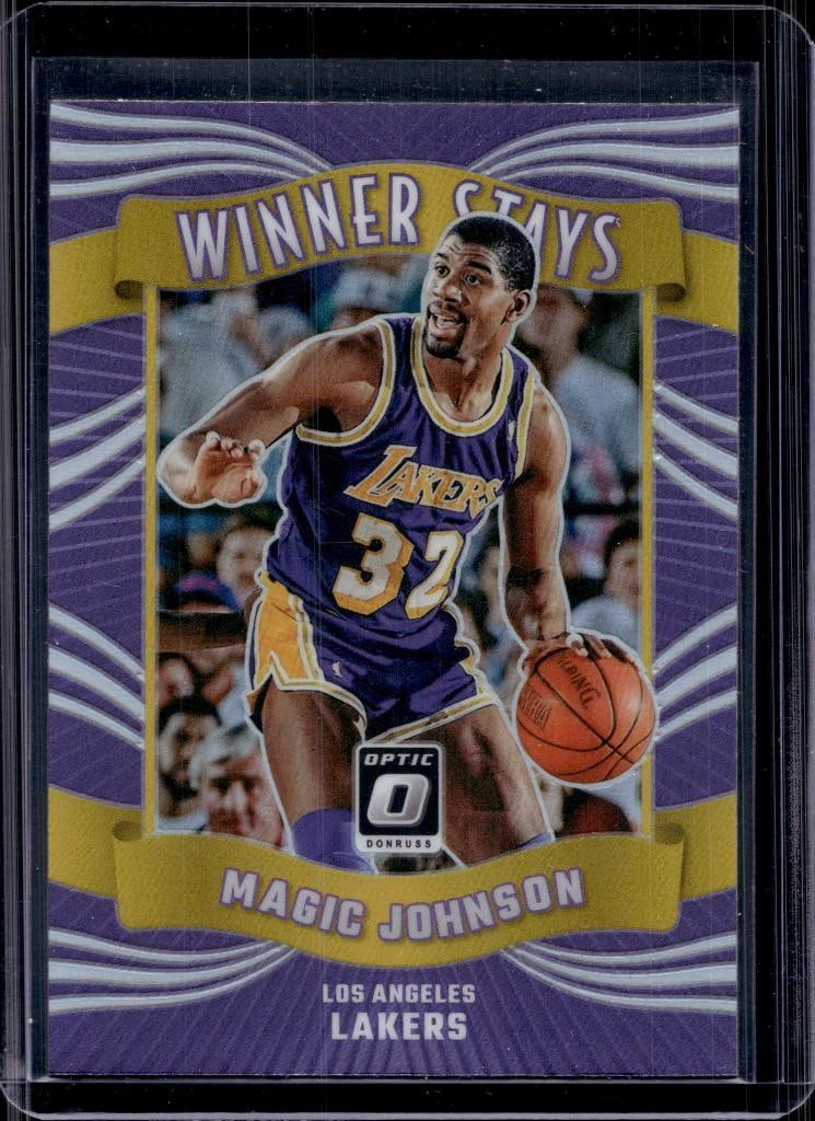 MAGIC JOHNSON 2023-24 PANINI OPTIC WINNER STAYS PURPLE PRIZM: NEAR MINT OR BETTER CONDITION